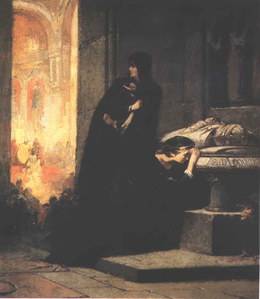 Queens Elisabeth and Mary at the Tomb of King Lajos the Great in 1385